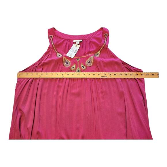 Fashion Bug Embroidered Beaded Sleeveless Tunic Top Womens Size 3X Pink Boho - Picture 7 of 8